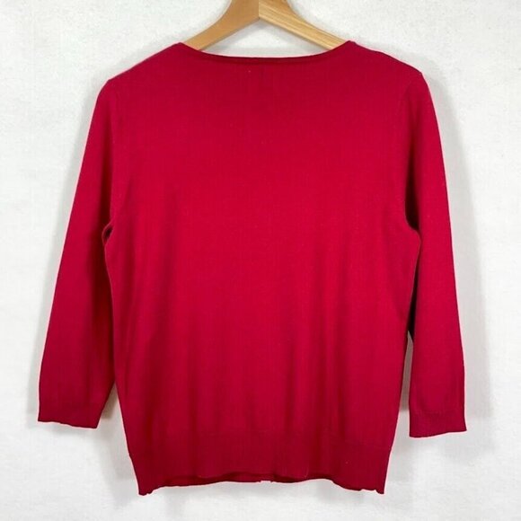 August Silk  3/4 Sleeve Cardigan Sweater Feminine Grandma Core Boho Holiday M - Picture 4 of 7